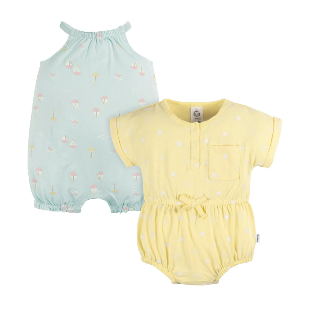 Set de 2 Rompers Azul/Amarillo