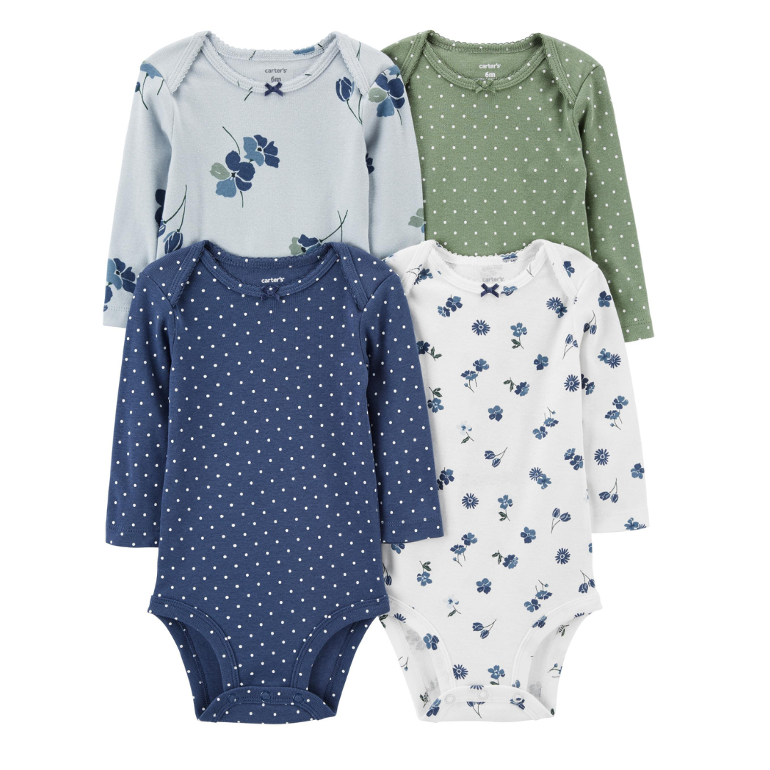 Set de 4 Bodis Manga Larga Puntos/Floral*