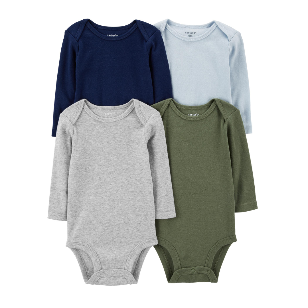 Set de 4 Bodis Manga Larga Unicolores*