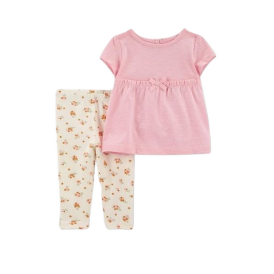 Conjunto Blusa Rosada y Pantalón Floral