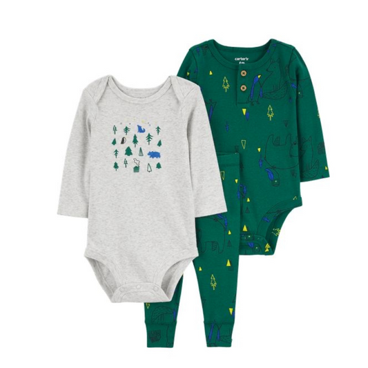 Set de 2 Bodis Verde/Gris con Mono