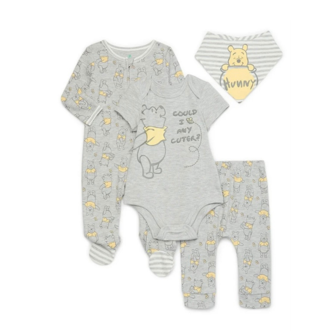 Set de 4 Piezas Gris de Winnie Pooh*