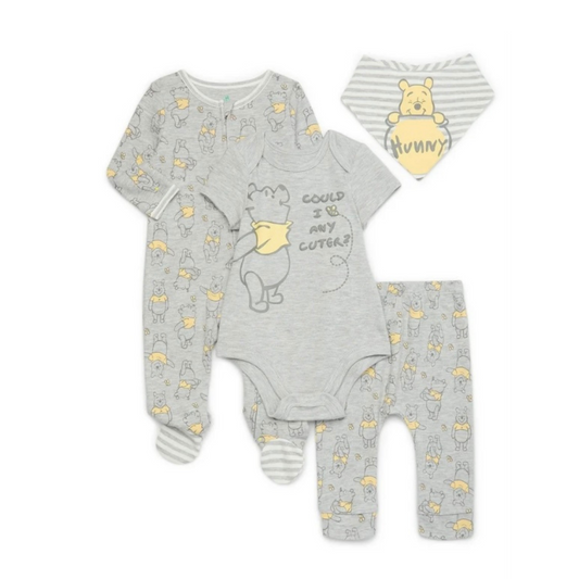 Set de 4 Piezas Gris de Winnie Pooh*
