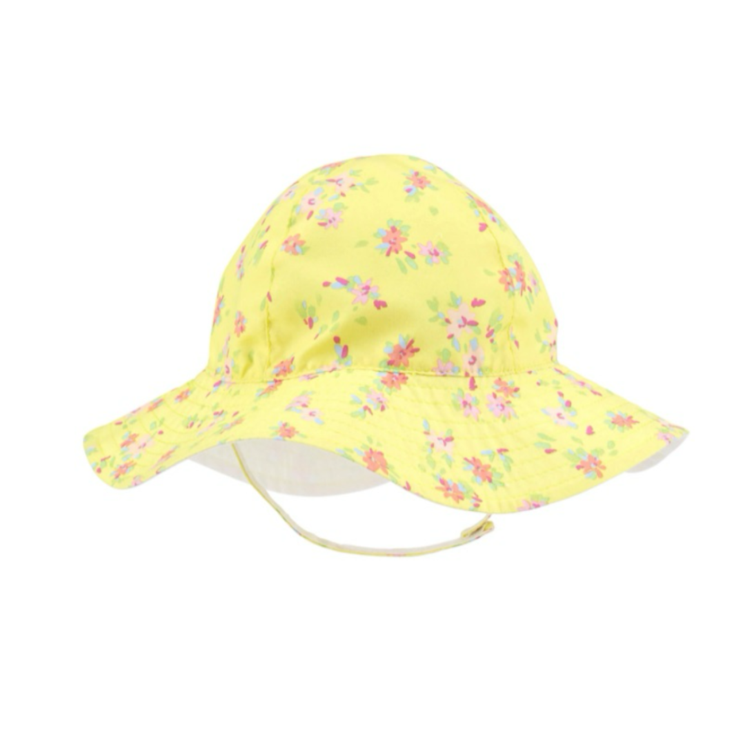 Sombrero Amarillo Playero de Flores (Reversible UPF + 50)