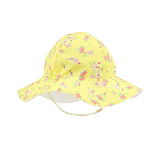 Sombrero Amarillo Playero de Flores (Reversible UPF + 50)