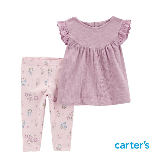 Conjunto Lila con Pantalón Floral
