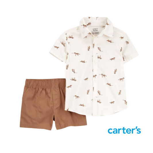 Conjunto de 2 Piezas de Camisa y Short de Perritos