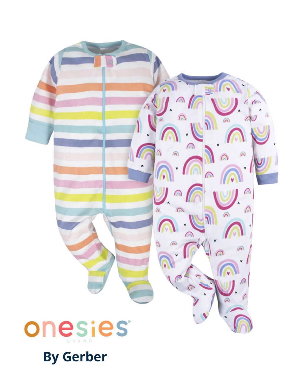 Set de 2 Pijamas de Arcoíris y Rayas