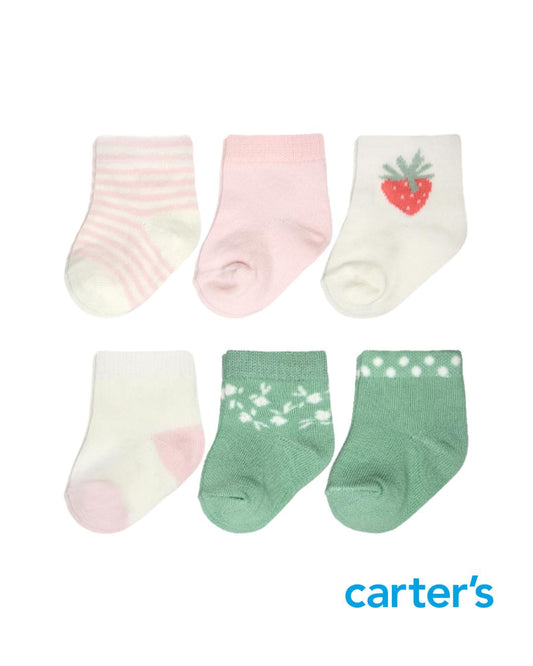 Set de 6 Pares de Medias de Fresa Multi Estampados