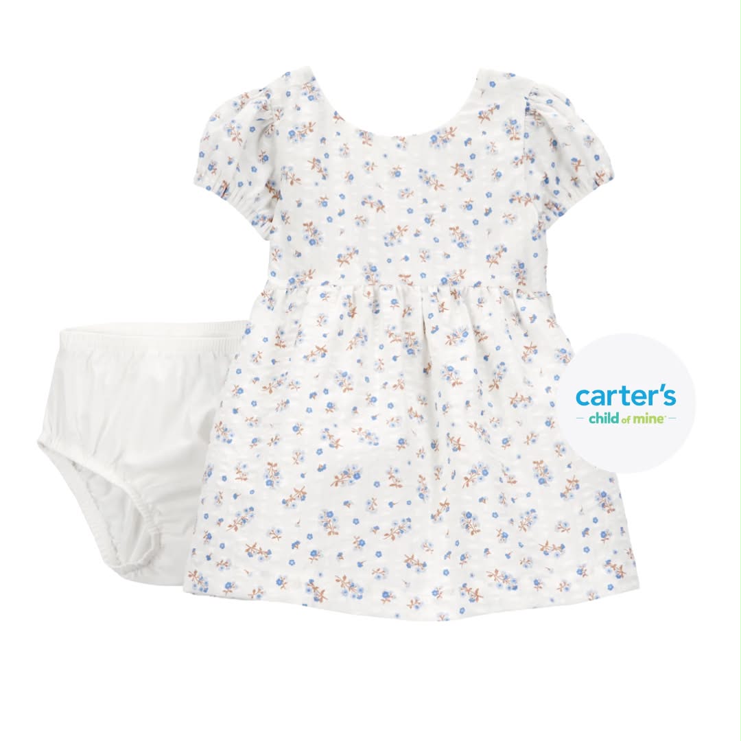 Vestido Blanco/Floral con Cubre Pañal